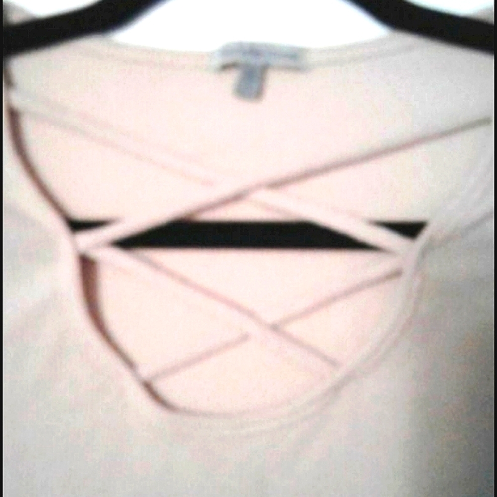 Charlotte Russe Fairy Blush Pink  Long Sleeves Laced Hem Cropped Knit Top S - Picture 3 of 6